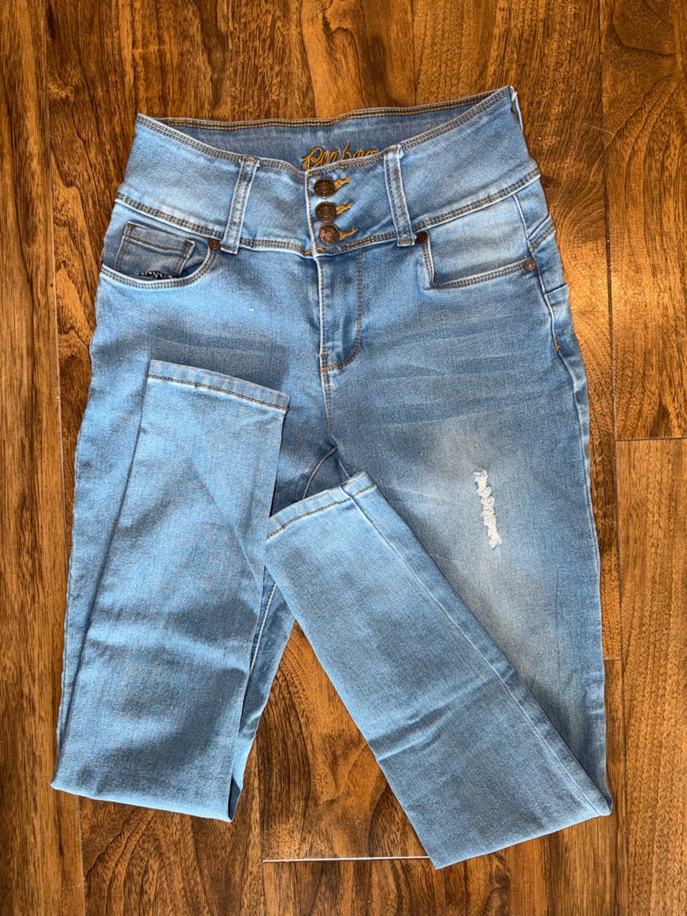 BAMBOO High Rise Light Blue Skinny Jeans